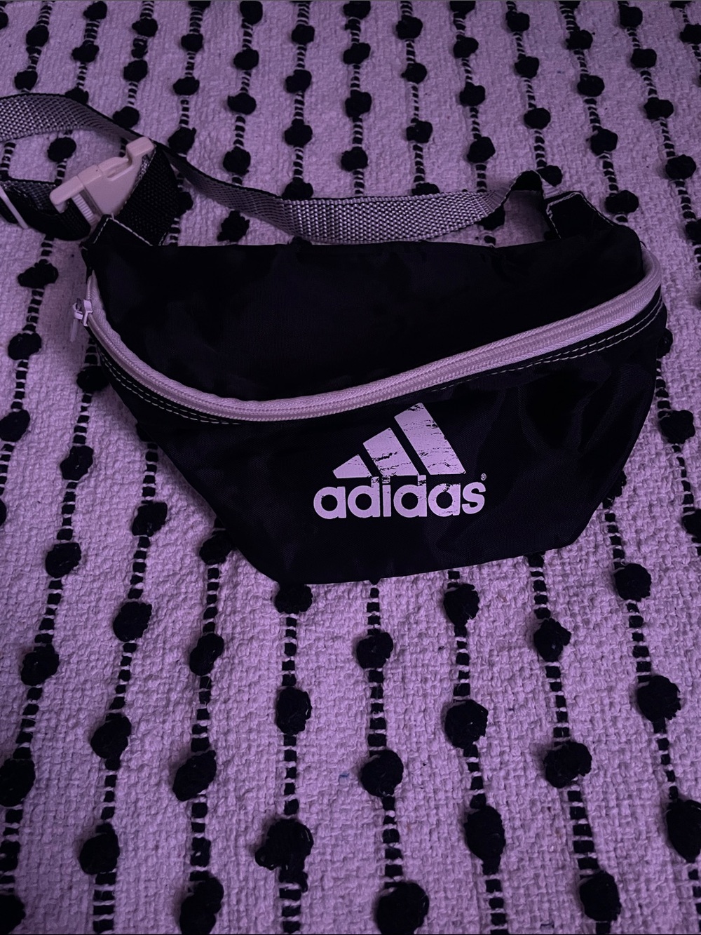 adidas Black Crossbody Waist Bag with White Logo Accent